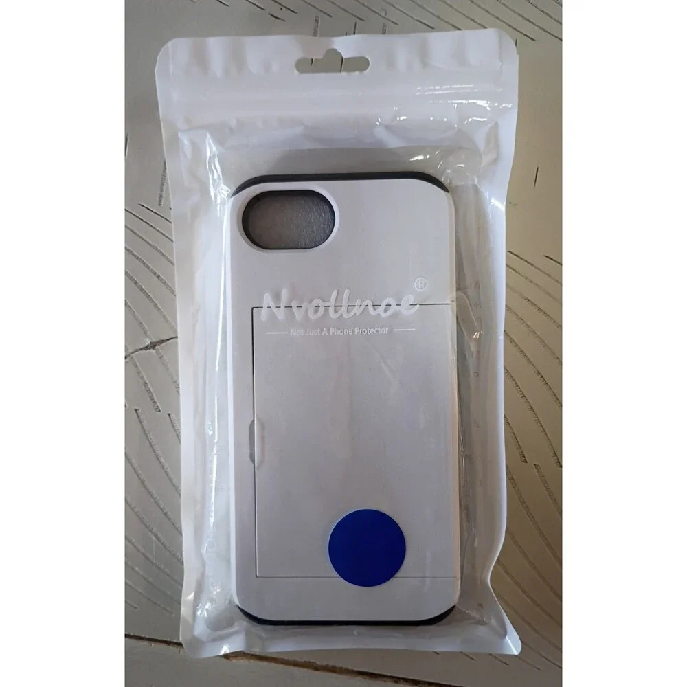 Nvolnoe White/Black Back Case for Apple iPhone 16E 2025 with Card Slot